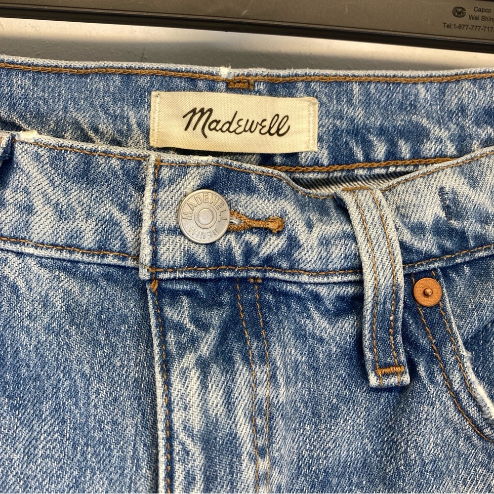 Madewell The Dadjean Medium Wash Blue Jeans Size 28 Distressed - Picture 2 of 16